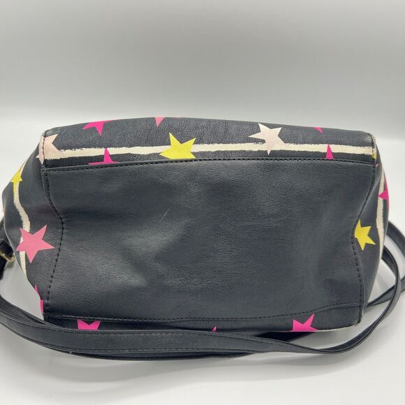 Luv Betsey by Betsey Johnson Satchel Star Print Striped Black White Pink Charm - Picture 10 of 16